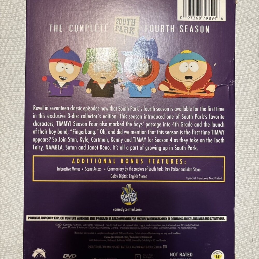 South Park - The Complete Fourth Season (DVD, 2000, 3-Disc Set)